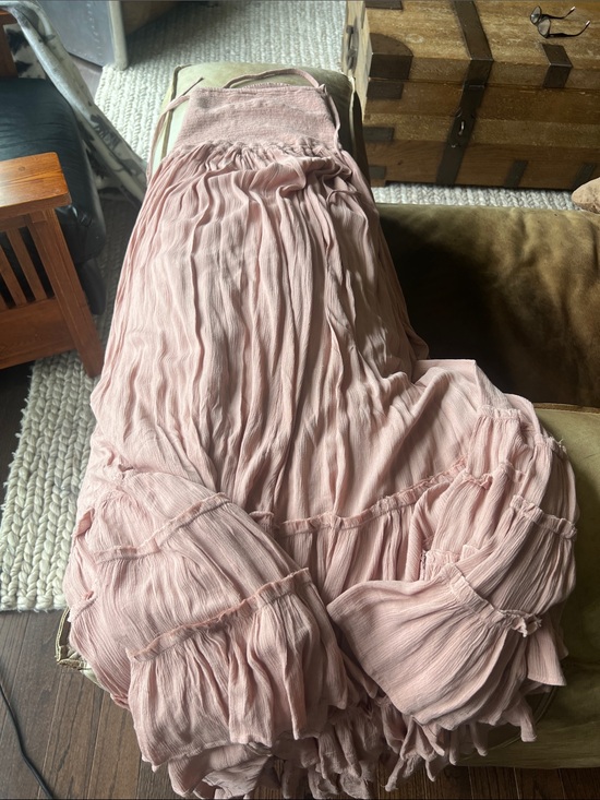Free People Dresses & Skirts - Beautiful Free People Blush Pink Crinkle Tiered Maxi Dress NEW